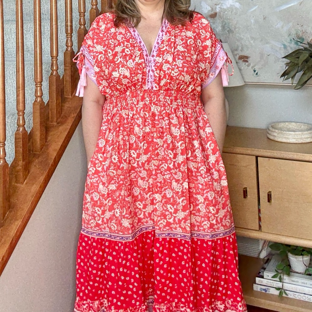 Brand New Floral Red and Pink Dress by One Eleven North